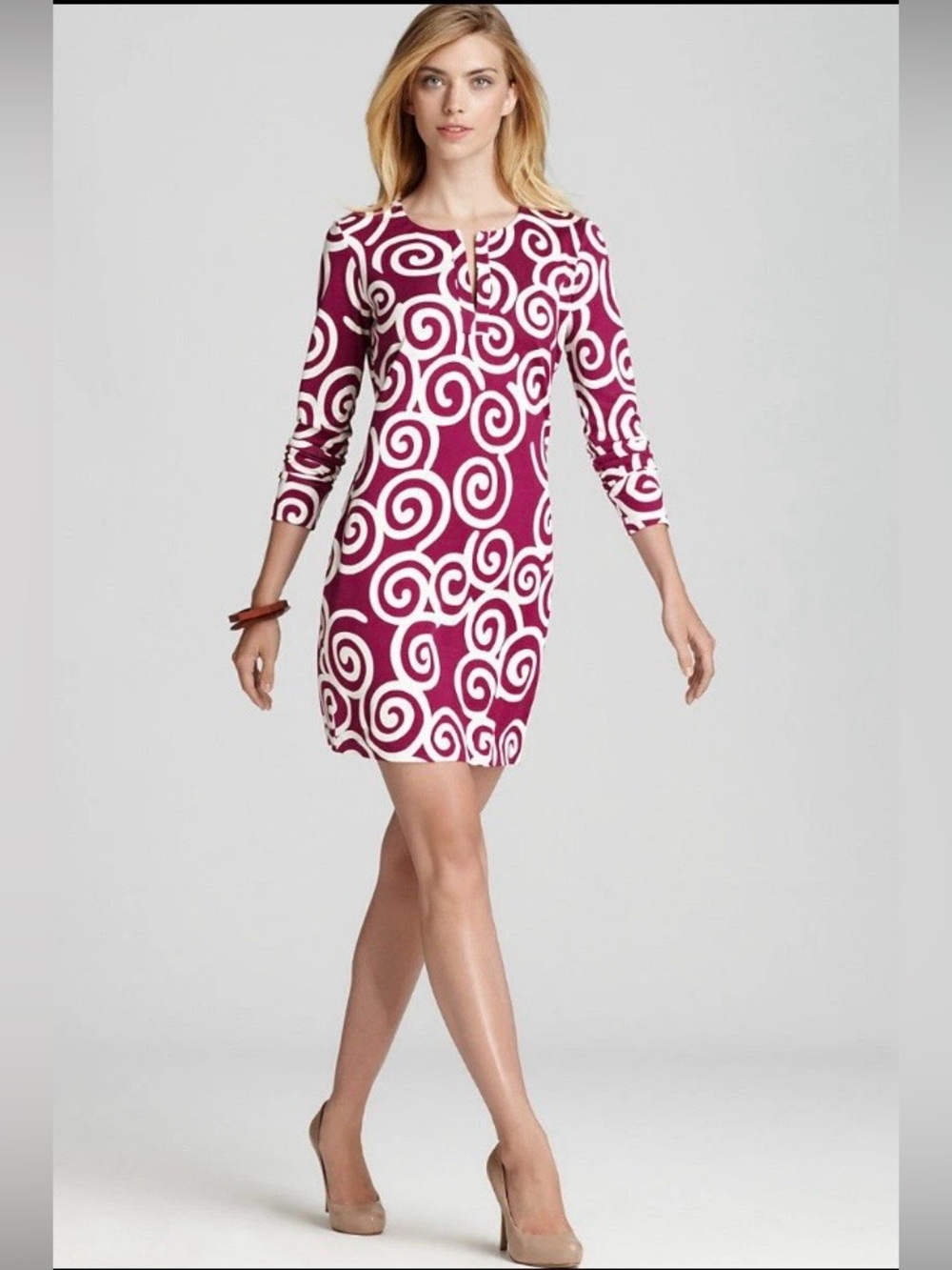 Diane von Furstenberg Vintage Reina Silk Jersey Purple Cream Swirl Mini Dress 6
